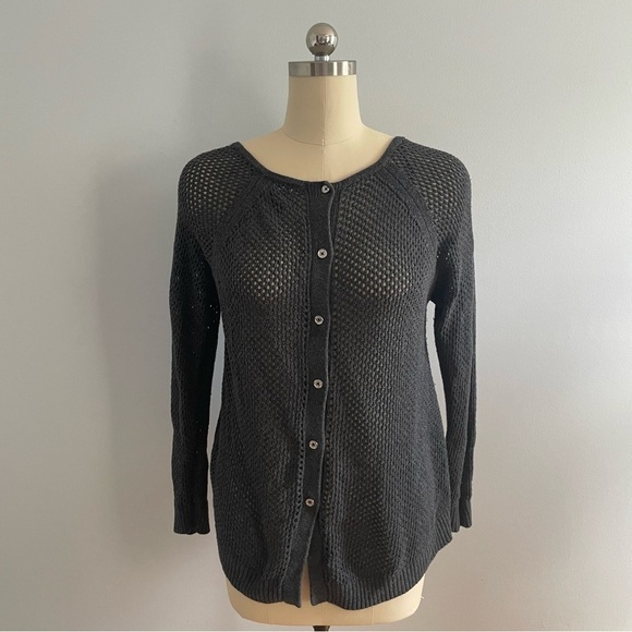 Michael Michael Kors Open Weave Cardigan- Gray- Size Large - Picture 1 of 8